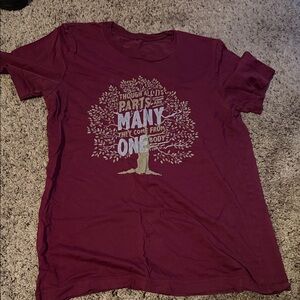 Maroon Graphic T-Shirt with Tree Design